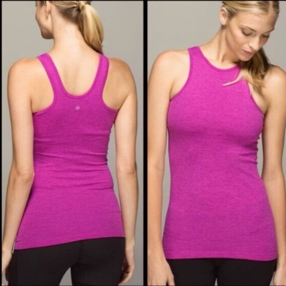 Lululemon Seamless Lightweight High Neck Covered Tank Magenta Purple - Small (4)
